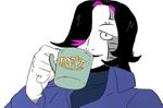  android clothed clothing cup haaru hair hair_over_eye laugh machine male meme mettaton not_furry parody robot solo undertale video_games 