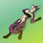  2016 anthro black_fur black_hair black_nose blue_fur blush breasts covering covering_breasts covering_crotch covering_self digital_media_(artwork) female fur gloves_(marking) grey_eyes hair kangaroo looking_at_viewer lying mammal markings marsupial multicolored_fur nude open_mouth purple_fur simple_background socks_(marking) solo toes virtyalfobo white_fur 