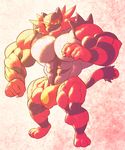  2017 3_toes abs barefoot biceps big_muscles black_fur bulge claws clothed clothing fangs feet feline fist fur green_eyes grey_fur incineroar jockstrap looking_at_viewer male mammal muscular muscular_male nintendo pecs penis_outline pok&eacute;mon red_fur ripped-saurian sharp_teeth shiny smile solo standing stripes teeth tiger toes topless underwear video_games yellow_sclera 