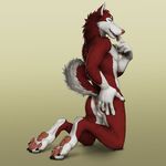  2016 abs anthro anus backsack balls blue_eyes butt canine claws digital_media_(artwork) dog finger_lick fur gingersnaps hand_on_butt husky inviting kneeling licking looking_at_viewer looking_back male mammal multicolored_fur muscular nude open_mouth pawpads paws pecs presenting presenting_hindquarters raised_tail red_fur saliva simple_background smile solo spread_butt spreading tongue tongue_out two_tone_fur virtyalfobo white_fur 