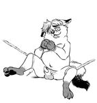  animal_genitalia animal_penis balls black_and_white bound canine disney fox gerardson gideon_grey handcuffed knot mammal monochrome overweight penis red_fox sheath slightly_chubby spread_legs spreading zootopia 