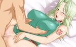  blush bottomless breast_grab breasts censored green_hair large_breasts long_hair pixiv_manga_sample sex tomite vaginal 