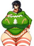  2015 big_breasts breasts christmas clothing female happy hi_res holidays huge_breasts humanoid hyper hyper_breasts legwear lynn_(modeseven) modeseven monster mouthless nipple_bulge not_furry siren slightly_chubby solo stockings sweater thick_thighs turtleneck voluptuous wide_hips 