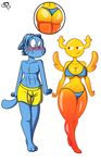  2017 abs aged_up anthro big_breasts bikini blue_fur blush breasts butt cartoon_network cat chillguydraws cleavage clothed clothing digital_media_(artwork) duo feline female fur gumball_watterson half-closed_eyes humanoid invalid_tag male mammal navel penny_fitzgerald shorts side_boob simple_background swimsuit the_amazing_world_of_gumball under_boob walking white_background wide_hips 
