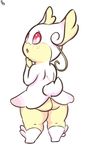  ambiguous_gender audino butt chibi freckles immortalstar looking_back mega_audino mega_evolution nintendo open_mouth pink_sclera pok&eacute;mon simple_background solo thick_thighs video_games white_background white_eyes 