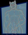  2017 anthro balls canine darius_leodragon felix_silverclaw fox looking_at_viewer male mammal muscular penis simple_background sketch solo 