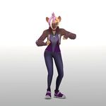  2017 3d_(artwork) animated anthro clothed clothing dancing digital_media_(artwork) ear_piercing female glue_studios hair hyena low_res mammal piercing rimba_racer simple_background solo teeth vyxx white_background 