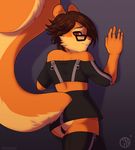  5_fingers anthro brown_hair charmrage eyewear glasses hair male mammal purple_background red_eyes rodent simple_background squirrel 