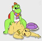  1-upclock anal anal_penetration anthro clothed clothing cum cum_in_ass cum_inside duo erection female koopa_troopa male male/female male_penetrating mario_bros nintendo open_mouth orgasm penetration penis reptile scalie sex shell simple_background toes turtle video_games yoshi 