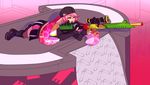  charmrage clothed clothing eyelashes female gun hair holding_object holding_weapon inkling nintendo pink_hair ranged_weapon red_eyes splatoon video_games weapon 