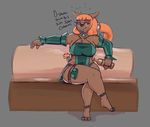  alcohol anthro bedroom_eyes beverage big_breasts blush breasts brown_fur cat cleavage clothed clothing condom condom_in_mouth dialogue drunk ecaflip english_text eyelashes feline female fur hair half-closed_eyes izzy223 mammal orange_hair seductive smile sofa solo text wakfu 
