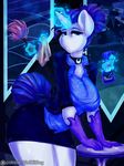  2016 absurd_res alternate_hairstyle anthro anthrofied clothed clothing dimwitdog equine eyeshadow feather_duster female friendship_is_magic gloves glowing hair half-closed_eyes hi_res horn levitation magic makeup mammal my_little_pony patreon rarity_(mlp) solo spray_bottle unicorn 