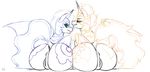  2017 anus armor big_butt butt colored_sketch cutie_mark daybreaker_(mlp) duo equine female feral friendship_is_magic helmet horn iriedono looking_back mammal my_little_pony nightmare_moon_(mlp) pussy sibling simple_background sisters sketch smile white_background winged_unicorn wings 
