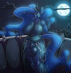  2017 animal_genitalia animal_penis anthro anthrofied areola balls breasts clothed clothing crossgender dickgirl equine equine_penis feathered_wings feathers friendship_is_magic full_moon hair hi_res horn intersex long_hair looking_at_viewer mammal moon my_little_pony night nipples outside penis prettypinkponyprincess princess_luna_(mlp) solo translucent transparent_clothing vein winged_unicorn wings 