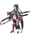  ahoge black_hair full_body hair_ornament high_heels katana long_hair official_art okayama_(oshiro_project) oshiro_project oshiro_project_re purple_eyes shachihoko smile solo sword transparent_background tsurukame very_long_hair weapon 