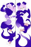  3_toes big_feet chest_tuft claws dakimakura_design dorukolorukalai feet female fur gunmouth hair mora pawpads paws purple_fur purple_hair toe_claws toes tuft yellow_eyes 