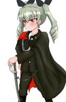  anchovy capelet carabinieri commentary_request girls_und_panzer highres military police standing sword tsuchinoko_snake twintails uniform weapon 