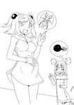  2girls blush frog_girl frostcyco gloves looking_at_viewer monochrome mouse_girl multiple_girls personification 