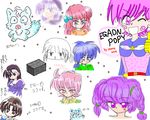  akazukin_chacha marin open_eyes pink_hair purple_hair sketch yakko 