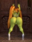  3d_(artwork) against_wall anus arm_support bent_over big_butt biped bottomless butt clothed clothing digital_media_(artwork) faceless_female female footwear goblin green_skin hair high_heels humanoid long_hair not_furry pigtails platform_shoes pussy rear_view shoes solo trixie_hardfuse_(character) 