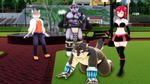  3d_(artwork) blush canine cat clothing digital_media_(artwork) dog exhibitionism feline female hair horkeukamui human leash loincloth male malicekira mammal moritaka nude outside park petplay pink_hair public roleplay sitri skirt slightly_chubby tokyo_afterschool_summoners 