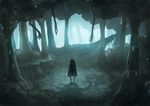  ambiguous_gender cloak dark fantasy forest hands highres hood hooded_cloak namako_(namacotan) nature original scenery solo 