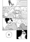  1girl candy_print clenched_hand comic floral_print food_print greyscale hair_over_one_eye hood hoodie iyagatteru_kimi_ga_suki monochrome oniyama831 ootsuki_makoto rug shirakawa_mikoto short_hair sidelocks strawberry_print sweat sweater translated 