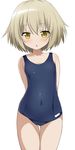  absurdres arms_behind_back brown_eyes brown_hair chestnut_mouth covered_navel highres kaneshiro_sora old_school_swimsuit one-piece_swimsuit open_mouth school_swimsuit shimejinameko short_hair solo swimsuit tenshi_no_3p! 
