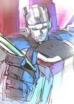  80s autobot blue_eyes commentary_request holding ichira-san jetfire looking_at_viewer machine machinery mecha no_humans oldschool personification robot simple_background smile solo transformers upper_body 