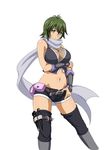  00s 1girl breasts curvy female green_hair ikkitousen kunai kyocho_chuukou large_breasts ninja short_hair solo 