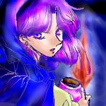  akazukin_chacha fire open_eyes purple_hair yakko 