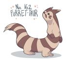 2026 3_fingers 3_toes ambiguous_gender brown_body brown_ears brown_fur brown_hands brown_tail cheek_markings digital_drawing_(artwork) digital_media_(artwork) dipstick_ears ear_markings english_text facial_markings feet fingers flower_symbol fur furret generation_2_pokemon gloves_(marking) head_markings markings multicolored_body multicolored_ears multicolored_fur nintendo nude nude_taur open_mouth pokedex_number pokemon pokemon_(species) pokemon_taur saltedgator shadow simple_background solo tail tan_arms tan_body tan_ear_tips tan_fur tan_legs tan_tail taur text toes two_tone_body two_tone_fur two_tone_tail white_background