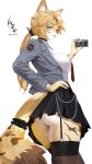 2026 9:16 absurd_res accessory anthro artist_name bangs big_breasts big_butt black_bottomwear black_clothing black_skirt bottomwear breasts butt camera choker clothed clothed_anthro clothed_female clothing collared_shirt colored detailed digital_drawing_(artwork) digital_media_(artwork) dress_shirt ear_piercing english_text eyebrows eyelashes fangs felid feline female female_anthro fluffy fluffy_tail furgonomics green_eyes hair hair_accessory hair_tie hi_res holding_camera holding_object inner_ear_fluff jewelry katzenino legwear long_hair looking_at_viewer looking_back looking_back_at_viewer mammal mihoyo miniskirt narrowed_eyes necklace necktie open_mouth panties piercing ponytail pulchra_fellini pupils rear_view scrunchie shaded shirt side_bangs side_boob signature simple_background skirt slit_pupils solo tail tail_accessory teeth teeth_showing text thick_thighs thigh_highs thiren topwear tuft underwear vest white_background zenless_zone_zero