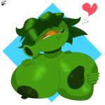 1:1 absurd_res anthro bedroom_eyes big_breasts breast_grab breasts electronic_arts elemental_creature elemental_humanoid female flora_fauna flower flower_creature freckles glistening glistening_breasts green_body hand_on_breast hi_res huge_breasts humanoid leaf leaf_hair looking_at_viewer narrowed_eyes not_furry nude orange_eyes peablaze_(leafpaw) peashooter_(pvz) plant plant_hair plant_humanoid plants_vs._zombies popcap_games pseudo_hair seductive simple_background solo whimsicunt