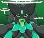 anthro big_breasts breasts digital_media_(artwork) english_text fan_character felid feline female female_anthro generation_9_pokemon goo_creature hi_res latex latex_body latex_skin liquid_latex living_clone_unit living_latex looking_at_viewer mammal meowscarada mewtwo_clone_machine mouth_shot nintendo novaspark open_mouth oral_vore orchid_(novaspark) pokemon pokemon_(species) pokemon_the_first_movie simple_background solo text vore