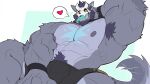 2026 abs anthro armpit_hair atlas_(juggermelon) barazoku beard biceps black_sclera black_short black_wristband blue_body blue_fur blue_tongue blush body_hair bone bone_mask bulge canid canine canis chest_markings facial_hair forearm_muscles fur grey_body grey_fur hair heart_symbol hi_res horned_mask male mammal markings mask muscular muscular_anthro muscular_male nipples pecs purple_body purple_fur purple_hair serratus skull skull_mask sollyz solo tail tongue triceps vein veiny_muscles wolf yellow_eyes