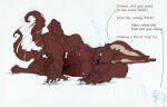 14:9 andromorph anthro aquatic body_hair canid canine carmillo/carmilla_(owuuwo) cetacean claws covering covering_crotch dialogue dolphin fur green_eyes guide_lines happy_trail hi_res inner_ear_fluff intersex long_ears mammal maned_wolf mars_(owuuwo) mastectomy_scar nipples nude oceanic_dolphin orca owuuwo red_body red_fur scar simple_background simple_coloring tail tail_motion tailwag teasing teasing_viewer tongue tongue_out toothed_whale traditional_media_(artwork) tuft white_background