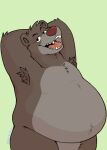 anthro arm_tuft armpit_tuft baloo bear bedroom_eyes belly big_belly chest_tuft elbow_tuft fur grey_body grey_fur half-closed_eyes hands_behind_head head_tuft hi_res looking_at_viewer male mammal muffin_top narrowed_eyes nude portrait rodney-raccoon seductive solo suggestive_pose the_jungle_book three-quarter_portrait tuft