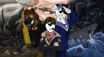 aircraft airplane ammunition anthro black_body black_fur bodily_fluids brown_body brown_fur canid canine canis clothed clothed_anthro clothed_male clothing cloud crossed_arms czterech_pancernych_i_pies domestic_dog ears_up eyebrows eyewear fur gesture goggles group hat headgear headwear looking_at_viewer male mammal military military_cap military_clothing military_jacket military_pants military_uniform military_vehicle plant poland polish_cartoon puc_(dog) puc_bursztyn_i_goscie reksio reksio_(series) saliva saliva_string salute scarf sea ship sky smile smiling_at_viewer smoke soldier szarik tank_(vehicle) teeth teeth_showing text tree trio uniform vehicle warrior warship water watercraft wearing_hat white_body white_fur witkacy1994