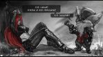 16:9 anthro armor arms_tied bdsm bondage boots bottomwear bound breasts cleavage clothed clothing comic dialogue duo female footwear greyscale gun hair handgun hat headgear headwear holding_gun holding_object holding_ranged_weapon holding_weapon hostage human katarina_du_couteau_(lol) kled_(lol) larger_female larger_human league_of_legends long_hair lying male mammal midriff monochrome on_back orange_eyes pants partially_colored pistol ranged_weapon red_hair restraints riding_crop riot_games rope rope_bondage russian_text shoes simple_background size_difference smaller_anthro smaller_male standing tencent text translation_request unkle_fedya weapon whip widescreen yordle