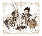  1girl 3boys 3others absurdres alternate_costume arthropod arthropod_boy arthropod_girl arthropod_limbs bed_sheet black_pants black_skin black_suit border bow bowtie buttons cello chair closed_eyes colored_skin conductor conductor_baton creature dress dress_shirt fioco_virus full_body gloves grey_bow grey_bowtie grey_skin grimm_(hollow_knight) grimmchild hatchling_(hollow_knight) highres holding holding_instrument holding_sheet holding_violin hollow_eyes hollow_knight hollow_knight_(character) horned_mask hornet_(hollow_knight) horns instrument knight_(hollow_knight) long_sleeves looking_at_another looking_at_viewer mask mask_on_head multiple_boys multiple_others off-shoulder_dress off_shoulder on_chair outside_border pants piano playing_instrument playing_piano playing_violin quirrel red_bow red_bowtie red_dress red_eyes sheet_music shirt short_dress short_sleeves simple_background sitting striped_mask suit tentacle_limbs tentacles violin white_background white_bow white_bowtie white_gloves white_mask white_shirt wide_sleeves wings 