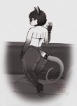 2026 4_fingers 5_fingers absurd_res accessory american_opossum anthro big_butt bikini bikini_bottom bikini_thong bikini_top black_clothing black_hair black_legwear black_pantyhose black_stockings bracelet butt clothed clothing collar curved_tail digital_media_(artwork) ear_piercing ears_up feet female fingers furgonomics furniture hair hand_on_wall hi_res jewelry legwear living_room looking_at_viewer mammal marsupial monochrome mostly_nude on_sofa pantyhose paws piercing presenting presenting_hindquarters rear_view red_eyes red_makeup romfox short_hair simple_background sitting sitting_on_sofa skimpy skimpy_bikini skimpy_underwear sofa soles solo spiked_bracelet spiked_tailband spikes stockings swimwear tail tail_accessory tailband thick_thighs translucent translucent_clothing translucent_legwear translucent_underwear two-piece_swimsuit underwear watermark white_background