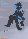 absurd_res animal_genitalia animal_penis anthro balls black_body blue_eyes blue_pawpads blue_penis bodily_fluids canid canine canine_genitalia canine_penis canis digital_media_(artwork) erection fur genital_fluids genitals goo_creature goo_transformation hair hi_res knot knotted_penis male mammal multicolored_body multicolored_fur nearax(artist) neck_tuft nude open_mouth pawpads penis simple_background solo tail text transformation tuft wolf