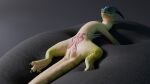 16:9 3d_(artwork) animal_genitalia claws cloaca digital_media_(artwork) dzat female female_feral feral genitals green_body green_scales hi_res horn keie lisko lizard long_neck lying on_back presenting presenting_cloaca reptile scales scalie solo spread_legs spreading tail toe_claws widescreen womb_tattoo