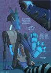 ambiguous/ambiguous ambiguous_gender anthro b1_battle_droid blue_eyes blue_feet blue_markings blush blush_lines circe_(pankallisti) close-up clothing compliment duo english_text feet foot_fetish foot_focus foot_play footjob grey_body hi_res legs_up legwear machine mammal markings mismatched_arms mostly_offscreen_character murid murine nonbinary_(lore) null null_footjob pankallisti pawpads rat robot rodent selfcest sex sitting square_crossover star_wars text thigh_highs