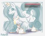 5:4 after_transformation ambiguous_gender blue_hair blue_tail coobs_the_glaceon_(posexe) cramped crown curled_tail curly_hair duo eeveelution equid equine eyelashes female feral folded_wings friendship_is_magic generation_4_pokemon glaceon glowing_accessory hair hands_on_legs hasbro headgear hi_res horn horseshoe implied_transformation inside jewelry macro mammal my_little_pony mythological_creature mythological_equine mythology necklace nintendo pokemon pokemon_(species) posexe princess_cadance_(mlp) restricted_palette size_difference species_transformation surprised tail transformation tremble_lines white_hair winged_unicorn wings