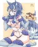  animal_ears artist_name black_hair blue_eyes blush breasts chocolate cosplay dangerous_beast elbow_gloves falco_arrow fate/grand_order fate_(series) food fur_trim gloves grey_wolf_(kemono_friends) halloween_costume heterochromia highres kemono_friends large_breasts long_hair looking_at_viewer mash_kyrielight mash_kyrielight_(cosplay) midriff multicolored_hair navel open_mouth sitting solo tail thighhighs two-tone_hair wolf_ears wolf_tail yellow_eyes 