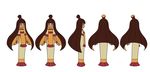  black_eyes blonde_hair blush_stickers brown_hair character_sheet dark_skin dress duplicate highres indivisible long_hair multicolored_hair multiple_views nuna_(indivisible) official_art resized smile topknot turnaround two-tone_hair 