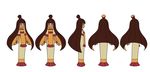  absurdres black_eyes blonde_hair blush_stickers brown_hair character_sheet dark_skin dress highres indivisible long_hair multicolored_hair multiple_views nuna_(indivisible) official_art smile topknot turnaround two-tone_hair 