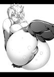  anus artoria_pendragon_(all) artoria_pendragon_(lancer) ass bare_shoulders blush breasts censored circlet cleavage fat_mons fate/grand_order fate_(series) greyscale huge_ass ion_(cation) large_breasts legs_up long_hair looking_at_viewer monochrome mosaic_censoring panties panties_aside pubic_hair pussy simple_background solo thick_thighs thighs underwear white_background 